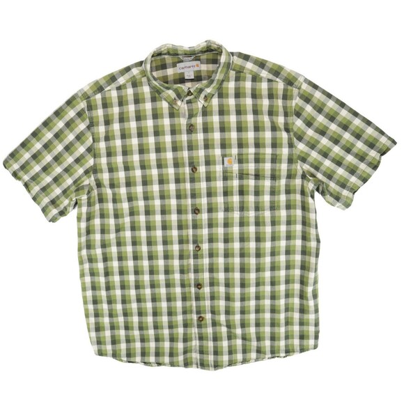 Carhartt Button Down Green Earth Tones Plaid Relaxed Fit Shirt Mens Large L - Picture 1 of 4